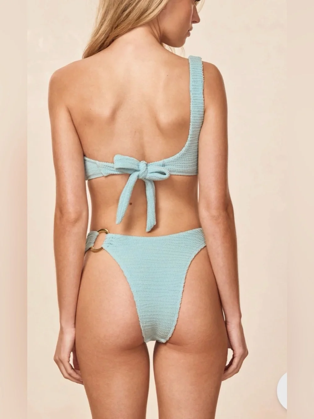 Monday Swimwear Seafoam One-Shoulder Ring Bikini Set